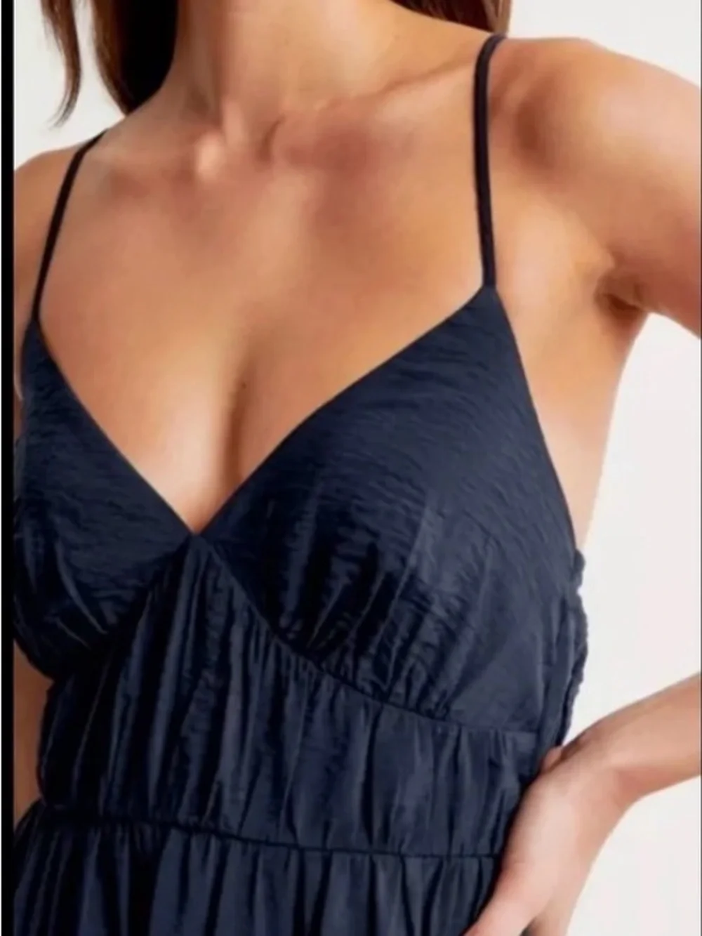 Abercrombie & Fitch Navy Tiered Spaghetti-Strap Maxi Dress